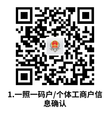 说明: C:UsersjsDesktop开原局办事不找关系指南二维码有名字40个.一照一码户个体工商户信息确认.png1.一照一码户个体工商户信息确认